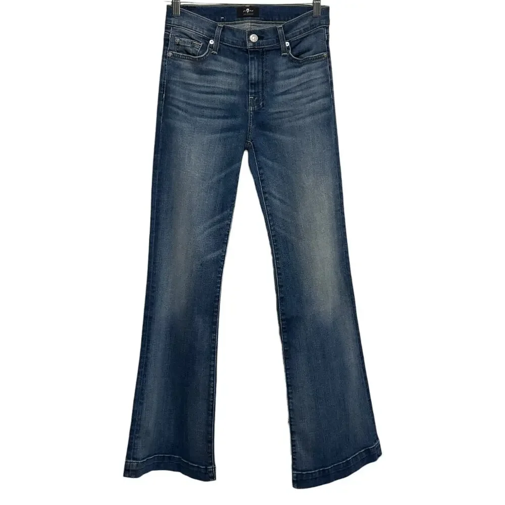 7 for All Mankind Tailorless Dojo Trouser Jean Mid Rise Wide Leg Flare 27